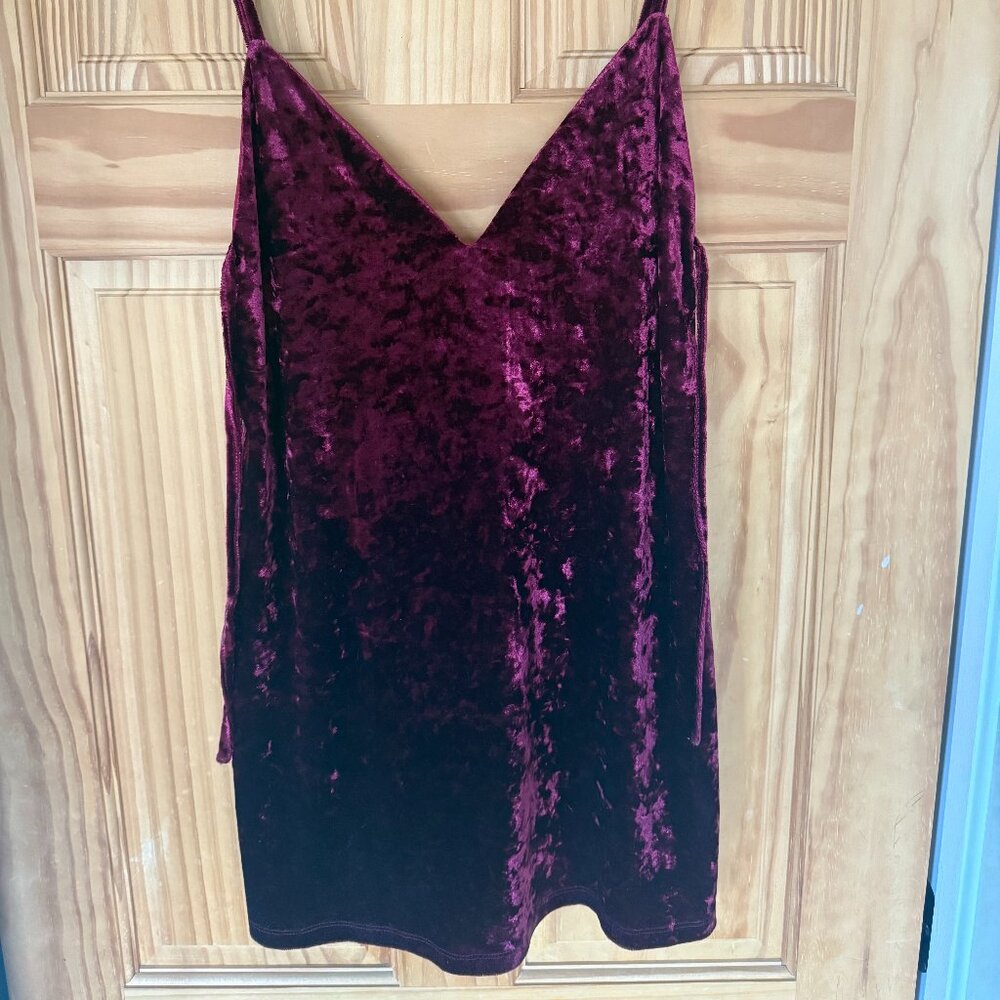 Tobi Burgundy Crushed Velvet Mini Dress XS